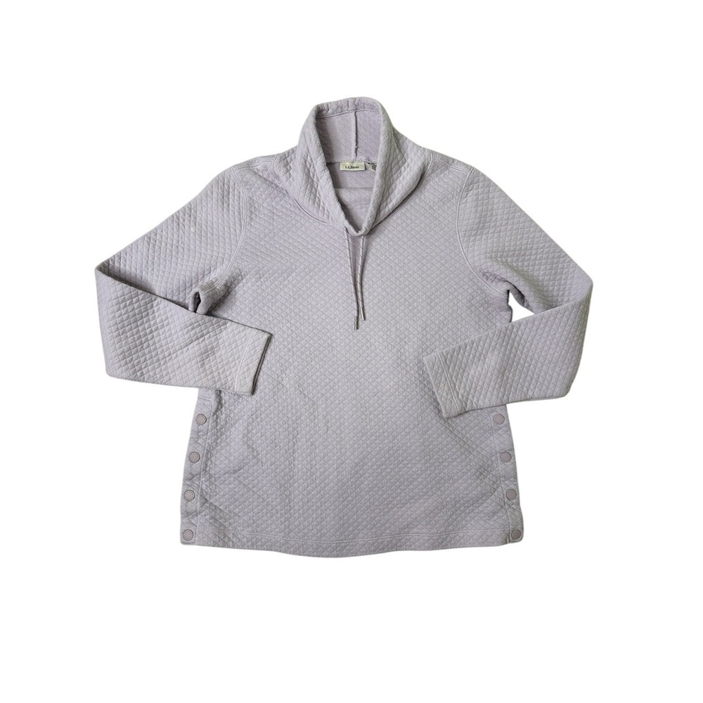 L.L. Bean Women's Top SoftLight Quilted Funnel Neck Pullover Lilac Mist Sz S Pet
